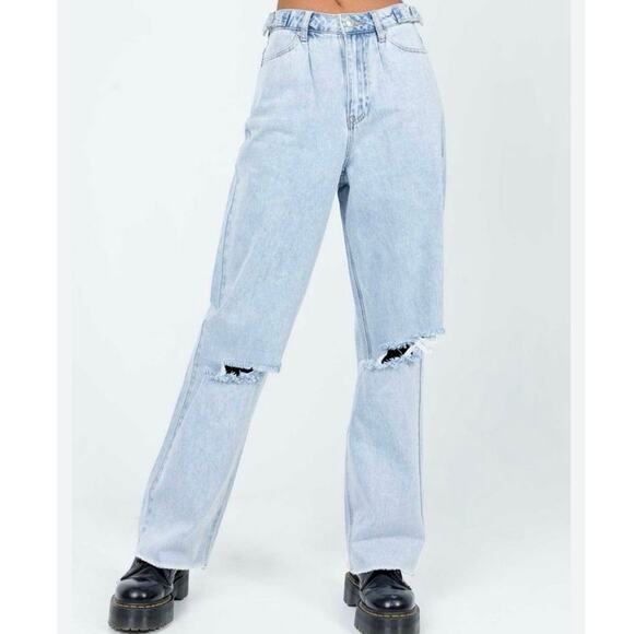 Princess Polly Jalena Adjustable Straight Jeans Size 4 US - Picture 1 of 10